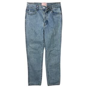 Revice Denim High Rise Mom Jeans Relaxed Straight Leg Button Fly Light Wash 28